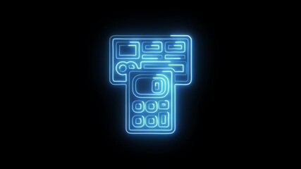 POS Terminal Icon Animation with Glowing Lines on Black Background - Powered by Adobe