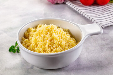Boiled wheat couscous grain garnish