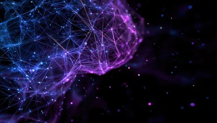 Abstract digital network structure in vibrant purple and blue hues