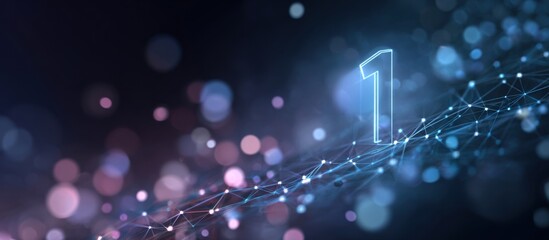 Digital number one on a network background