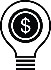 Flat Vector Icon of Light Bulb with Dollar Sign for Business Innovation and Creative Finance
