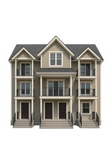 Isolated Triplex House high quality realistic image.