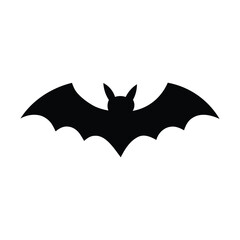  Black Bat Silhouette with Outstretched Wings and Pointed Ears, Ideal for Halloween, Darkness, Mystery, and Nocturnal-Themed Designs