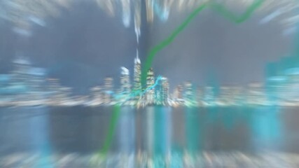 Abstract finance chart blue bar graph green line blurred background business growth data analysis futuristic digital success upward trend optimism handshake agreement partnership trust teamwork - Powered by Adobe