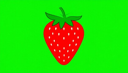 Simple red strawberry on green background