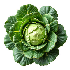 Fototapeta premium Fresh organic green cabbage head isolated on transparent background for culinary and healthy lifestyle concepts