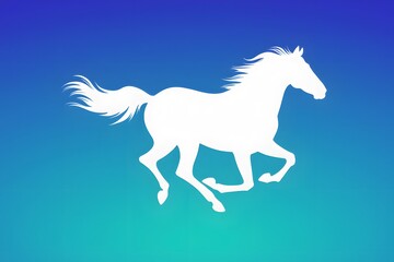 Fototapeta premium White Running Horse Silhouette on Gradient Background