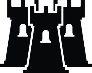 Flat Vector Icon of Fortress Castle for Security, Protection, and Business Strength
