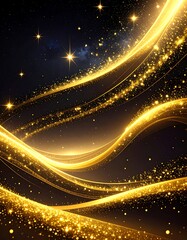 Golden waves sparkle on dark backdrop