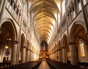 Fototapeta premium Church Nave Interior Sunlight