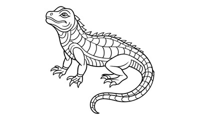Reptiles animal Kids t shirt design silhouette and vector line art, Detailed High-Quality Line Art, Suitable for Adult Coloring Books, Stress Relief, Relaxation, and Printable Art Therapy.