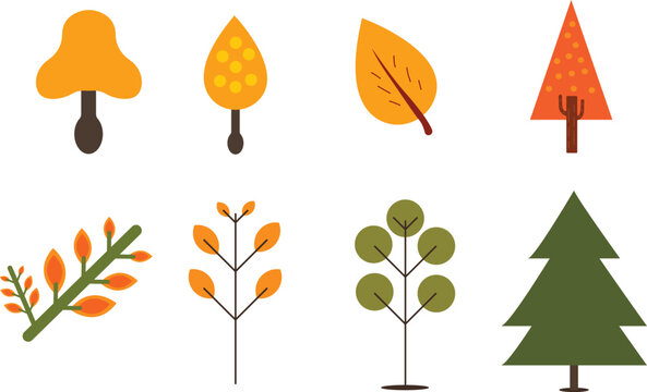 Autumn colorful leaf vector illustration set.