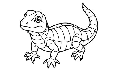 Reptiles animal Kids t shirt design silhouette and vector line art, Detailed High-Quality Line Art, Suitable for Adult Coloring Books, Stress Relief, Relaxation, and Printable Art Therapy.
