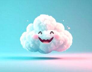 Smiling cloud graphic on a gradient background