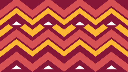 Red and Yellow Zigzag Pattern with White Triangle Accents chevron geometric