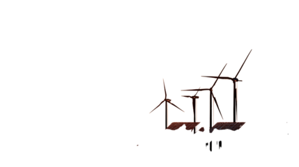 Solar energy power plant at sunset, renewable energy scene isolated on transparent background 