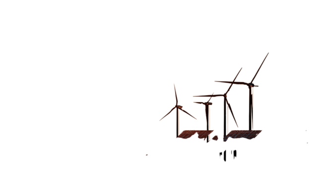 Solar energy power plant at sunset, renewable energy scene isolated on transparent background 