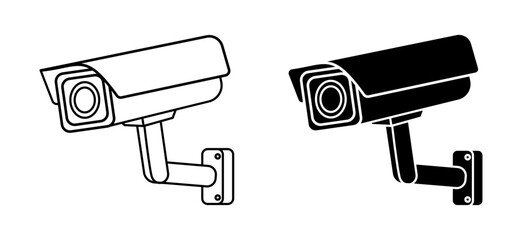 Security camera icons, surveillance system, CCTV technology device © MDNURUL