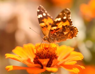 Butterfly on a vibrant orange flower