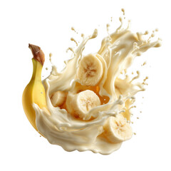  Banana milk splash symphony isolated [Transparent Background PNG]