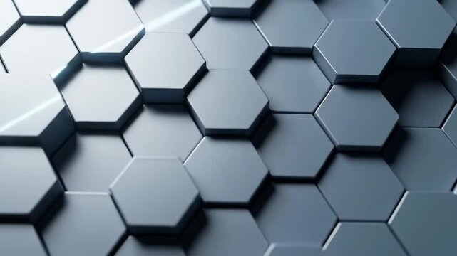 Undulating 3D hexagon tile wall with synchronized wave motion and moving light effects