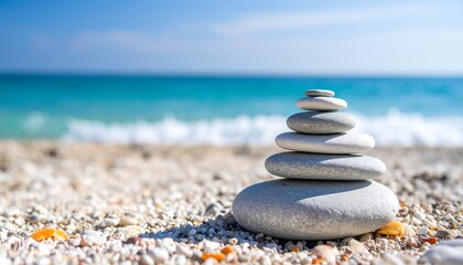 Fototapeta premium Stacked stones on a beach