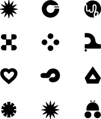 Geometric Shape Silhouettes Icon Collection"