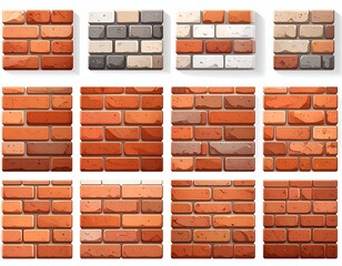 Fototapeta premium Vector illustration of various brick wall patterns