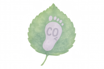 Green leaf symbolizing carbon footprint reduction, highlighting environmental sustainability efforts against transparent backdrop