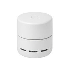 Photo of a small white cylindrical desktop vacuum cleaner isolated on transparent background, perfect for cleaning small spaces and electronic devices