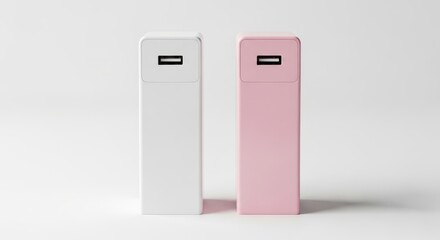 Minimalist USB Chargers: White and Pink Power Adapters