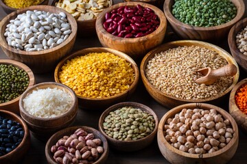 Different types of legumes and cereals