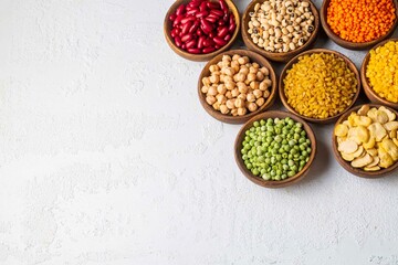 Different types of legumes and cereals