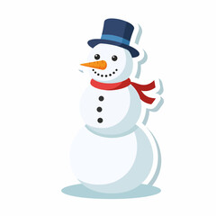 Classic Snowman Character with a Top Hat and Red Scarf.