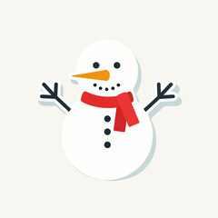 Cheerful Snowman Character with a Red Scarf and Black Buttons.