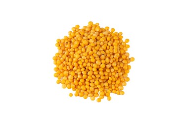 Yellow lentil on the white background