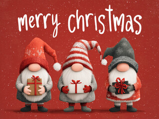 Christmas card with little elves