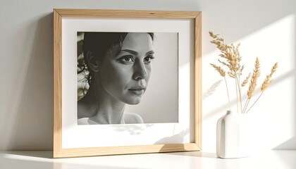 Framed portrait, minimalist style