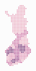 Finland dotted map. Digital style map of the country on white background. Finland shape with square dots. Colored dots style. Large size squares. Awesome vector illustration.