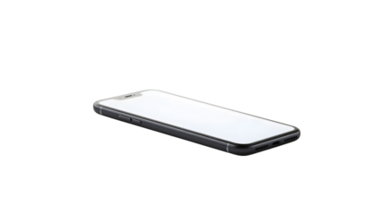 Sleek Smartphone on display: Showcasing a state-of-the-art device, with its screen ready for your creative input. A modern smartphone isolated, ready for your message.