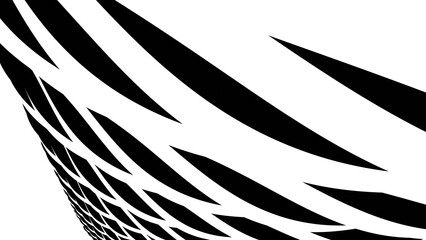 Minimalist Abstract Waves of Black Petal Shapes on a White Background