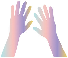 A pair of raised hands with a soft pastel gradient, symbolizing support, celebration, inclusivity, and participation. Ideal for apps, UI design, community projects, or diversity campaigns.