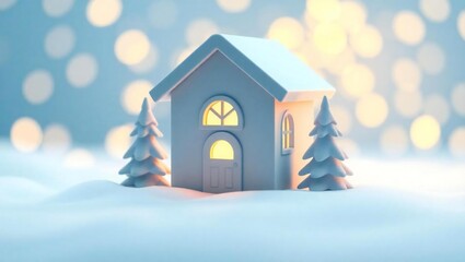 Naklejka premium christmas house in the snow