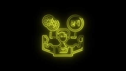 Gym Services Icon Animation with Glowing Lines on Black Background