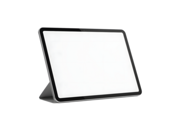 Digital Canvas: A sleek tablet stands poised, its blank screen brimming with the potential for creativity, information, and connection, against a subtle background. 