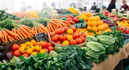 Farmers Market Produce Display - Fresh Vegetables and Fruits