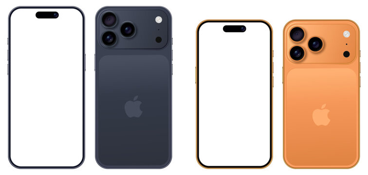 iPhone 17 Pro and iPhone 17 Pro Max mockup. iPhone 17 realistic mockup. Mockup screen front view iphone