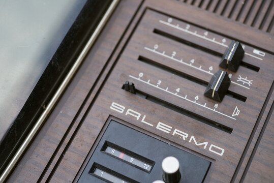 Detail control panel of Tesla Salermo vintage televison
