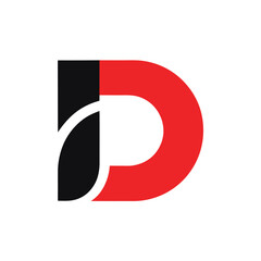 Modern abstract letter d logo design with red and black colors dynamic shape white background