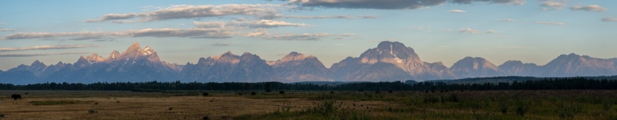 Light And Shadow Stripe Across The Wide Grand Teton Range